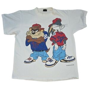 Vintage Looney Tunes Bugs Bunny Taz Hip Hop T-Shirt 1992 XL Single Stitch